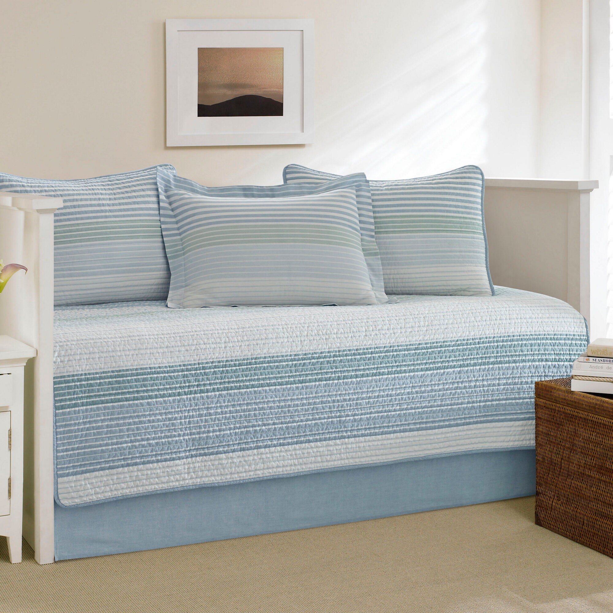 Banded Stripe Daybed Set,Riviera Blue,large