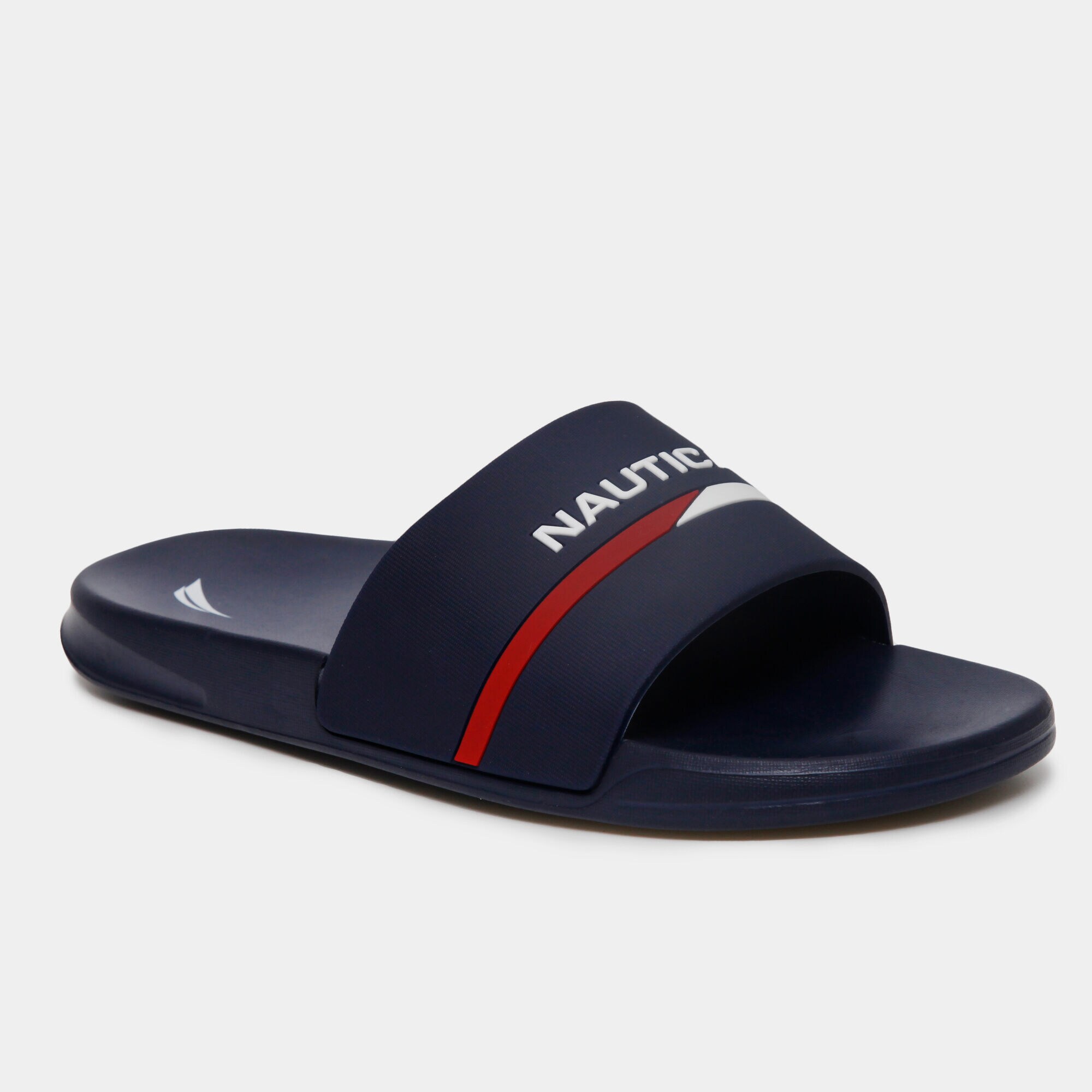 LOGO EMBOSSED SLIDE SANDALS,Ice Blue,large