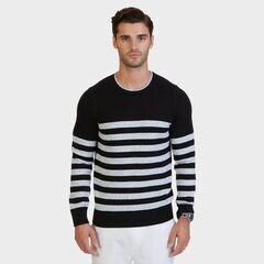 Breton Stripe Sweater,True Black,large