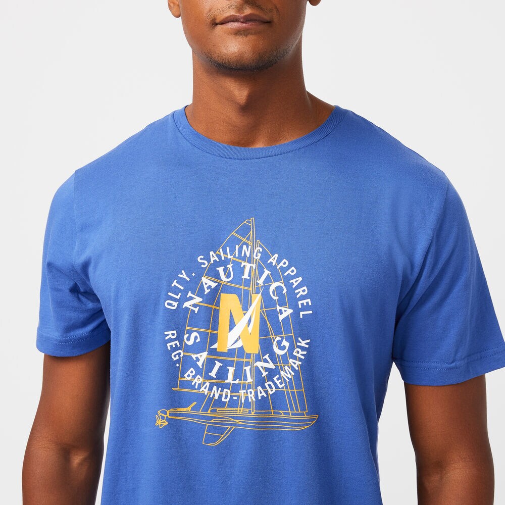 SAILING LOGO GRAPHIC SLEEP T-SHIRT,Windsurf Blue,large