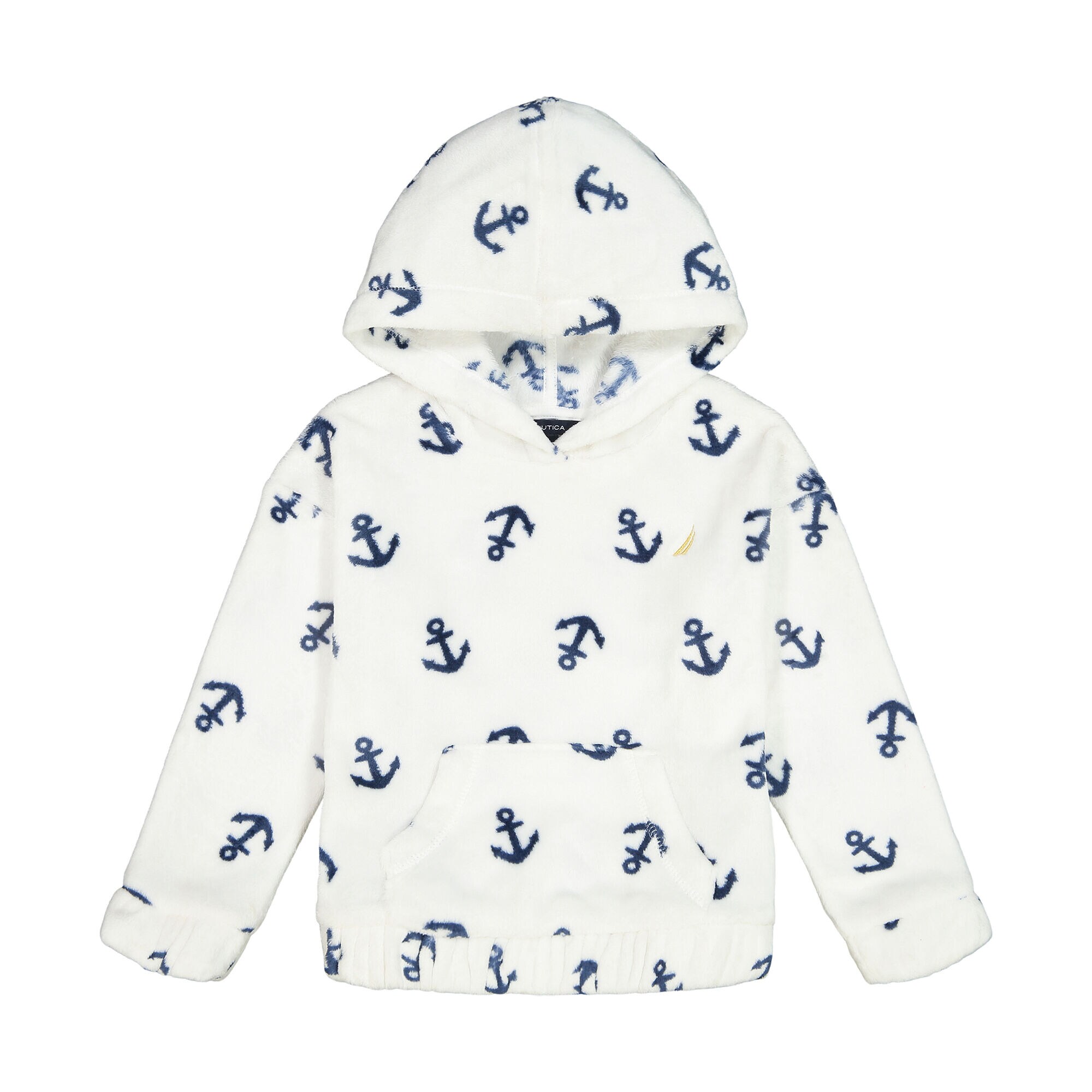 LITTLE GIRLS' COZY ANCHOR PULLOVER HOODIE (4-7),White,large