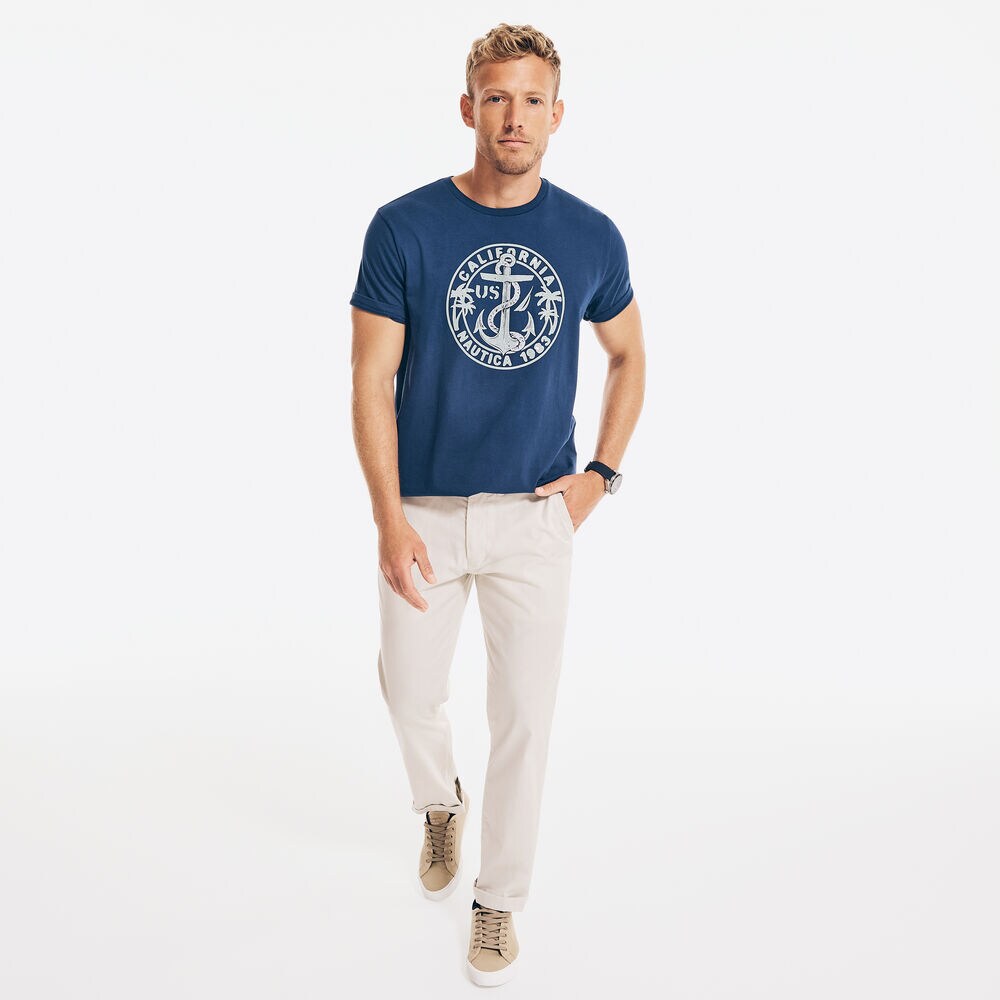 Short Sleeve California Anchor Tee,Blue Depths,large