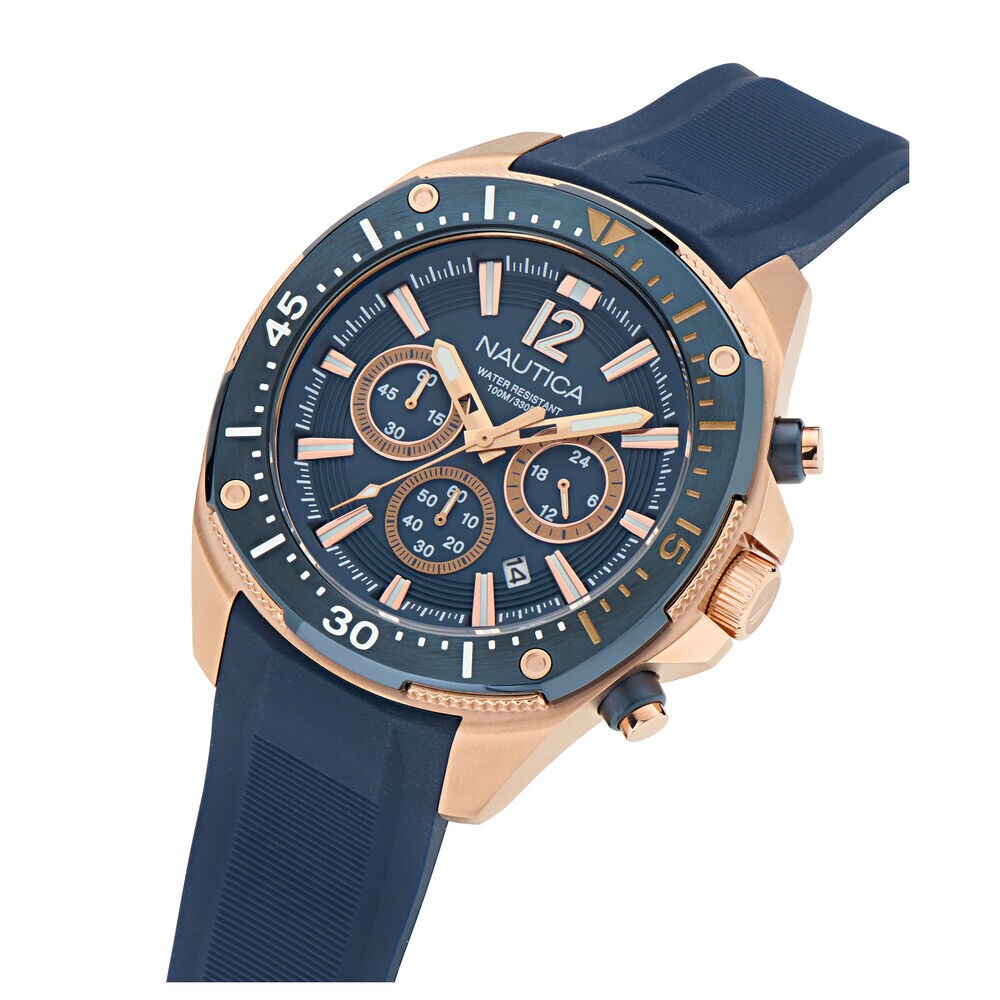NCT Blue Sail Chronograph Silicone Watch,Ice Blue,large