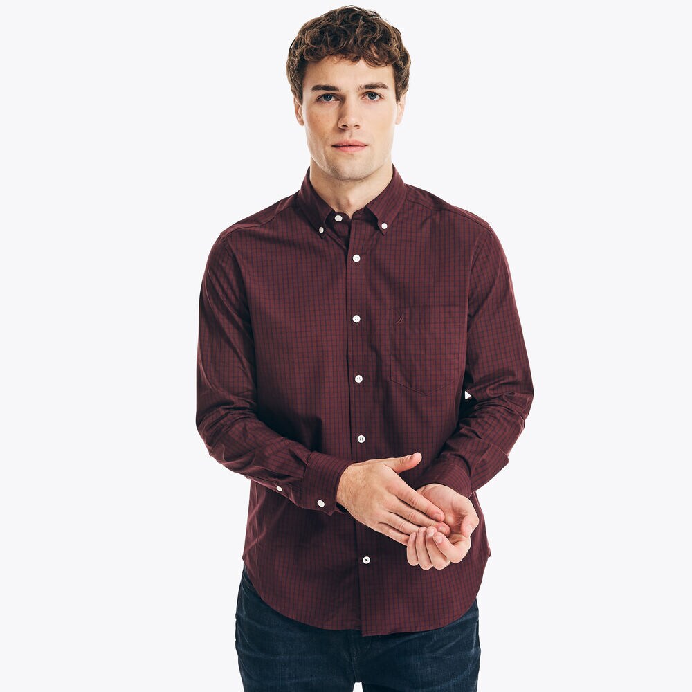 WINDOWPANE SHIRT,Royal Burgundy,large