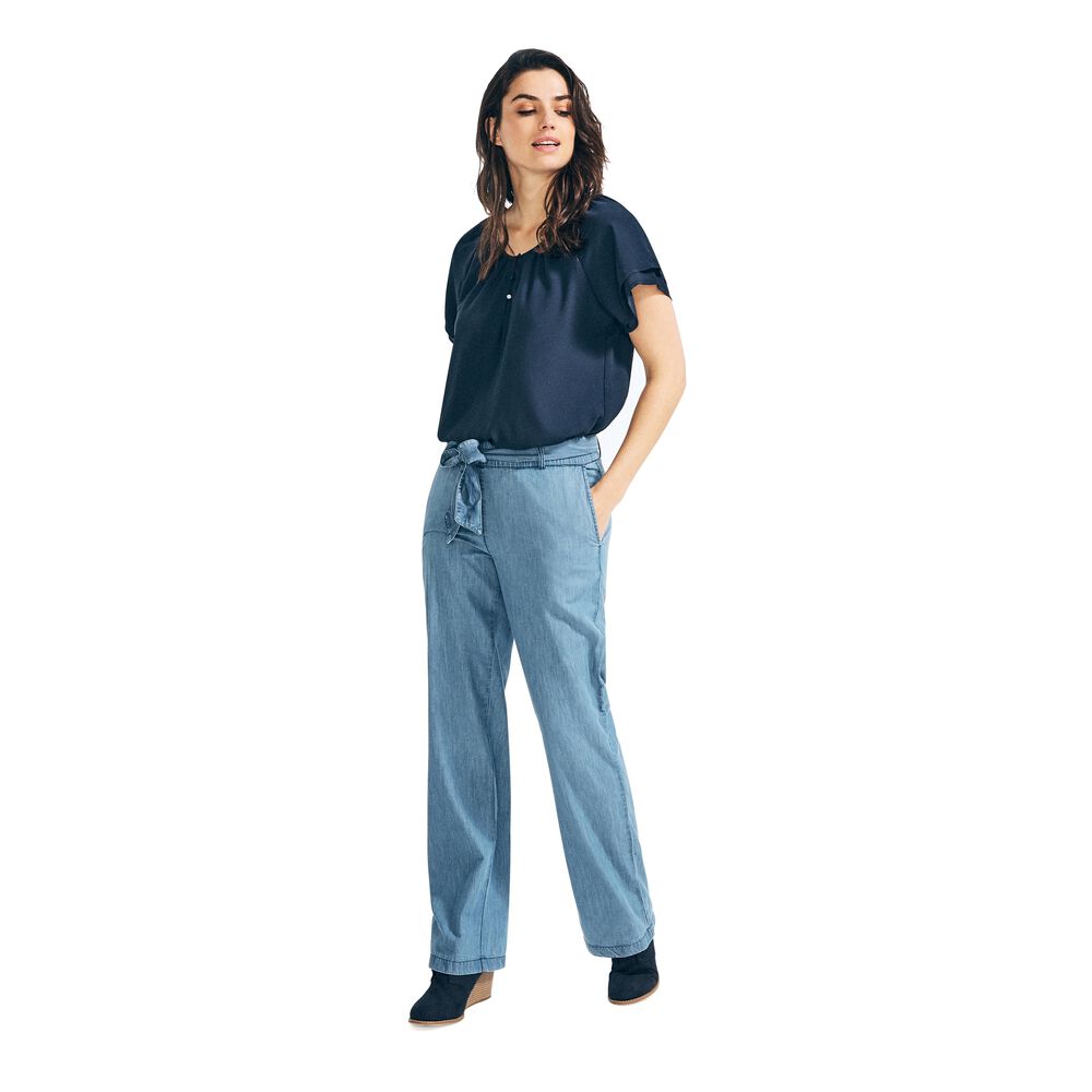 CHIFFON RAGLAN SLEEVE TOP,Stellar Blue Heather,large