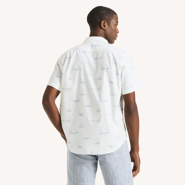 Short-Sleeve Printed Stretch Oxford Shirt