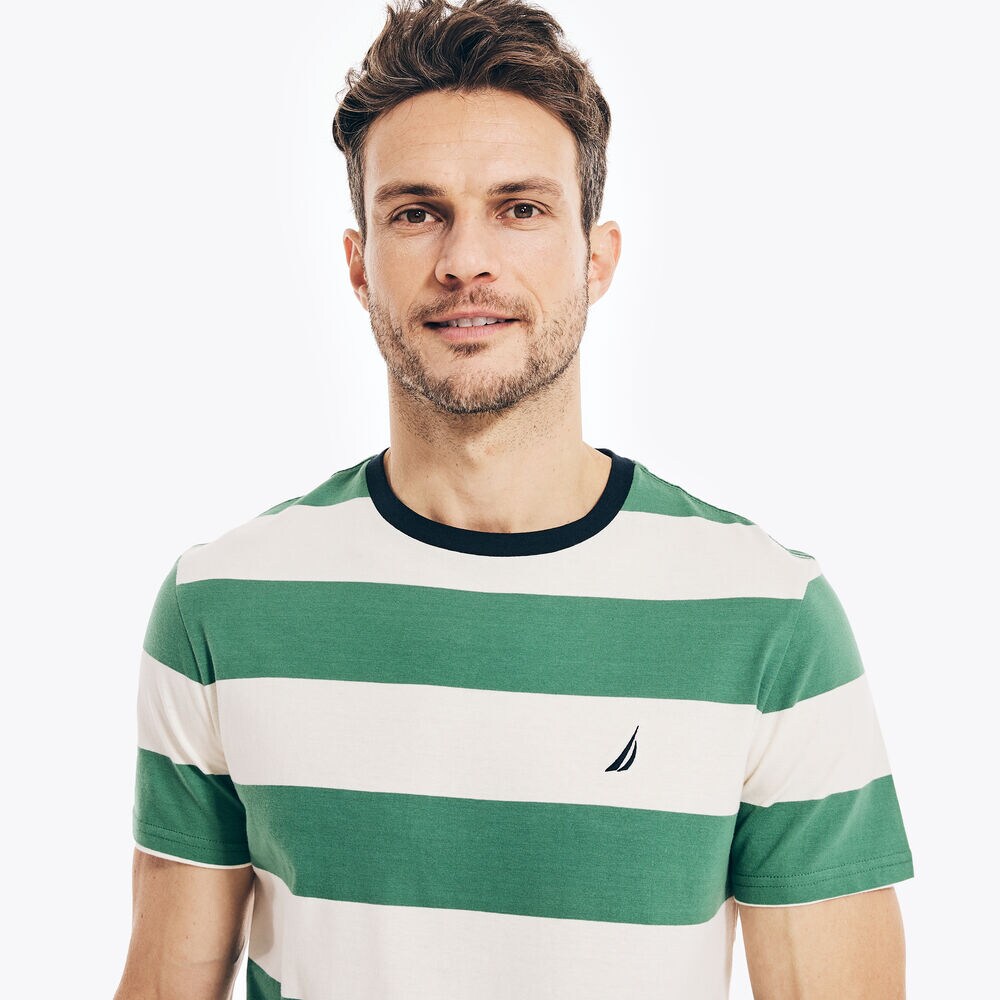 STRIPED CREWNECK T-SHIRT,Bright Willow,large