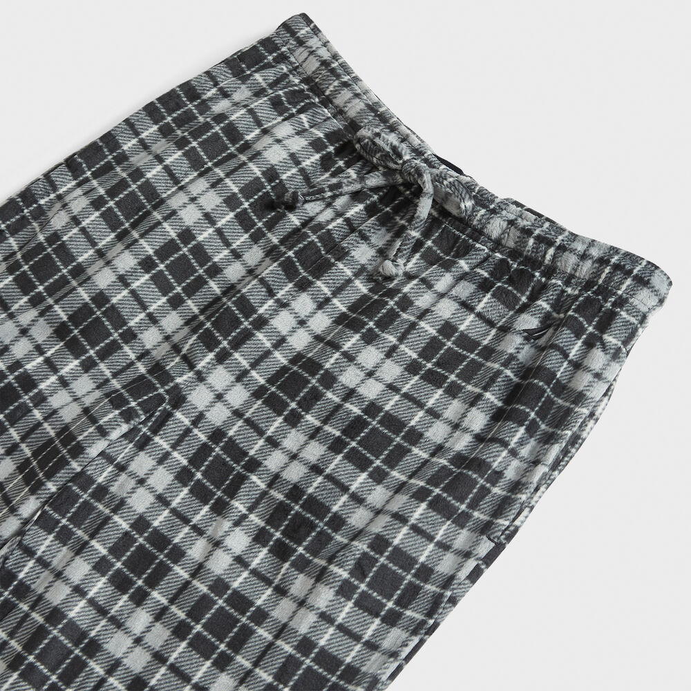 PLAID SUEDED FLEECE SLEEP PANT,True Black,large