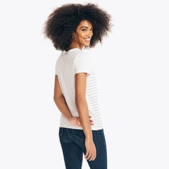 POP CLINK CHEERS STRIPED T-SHIRT,Marshmallow,large