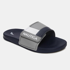 COLORBLOCK LOGO SLIDE SANDAL,True Black,large