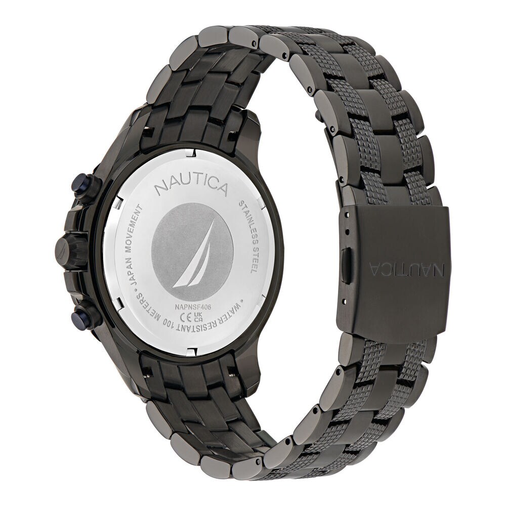 NST Chronograph Stainless Steel Watch,Black,large