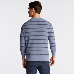 NAVTECH STRIPED CREWNECK SWEATER,Anchor Blue Heather,large