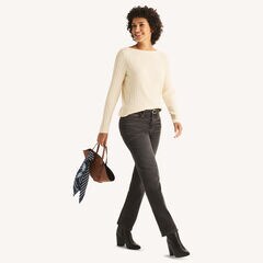 Cable-Knit Boat-Neck Sweater,Sail White,large