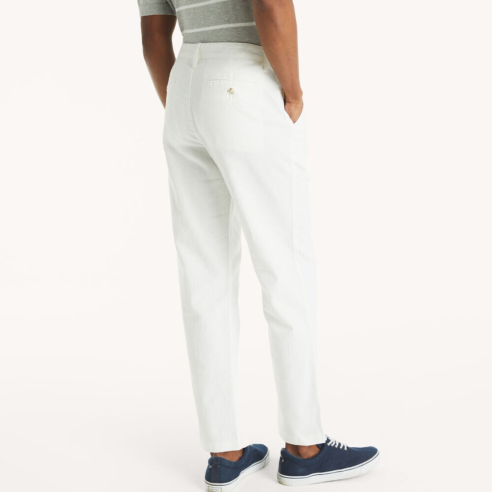 Flat Front Linen Deck Pant,Bright White,large