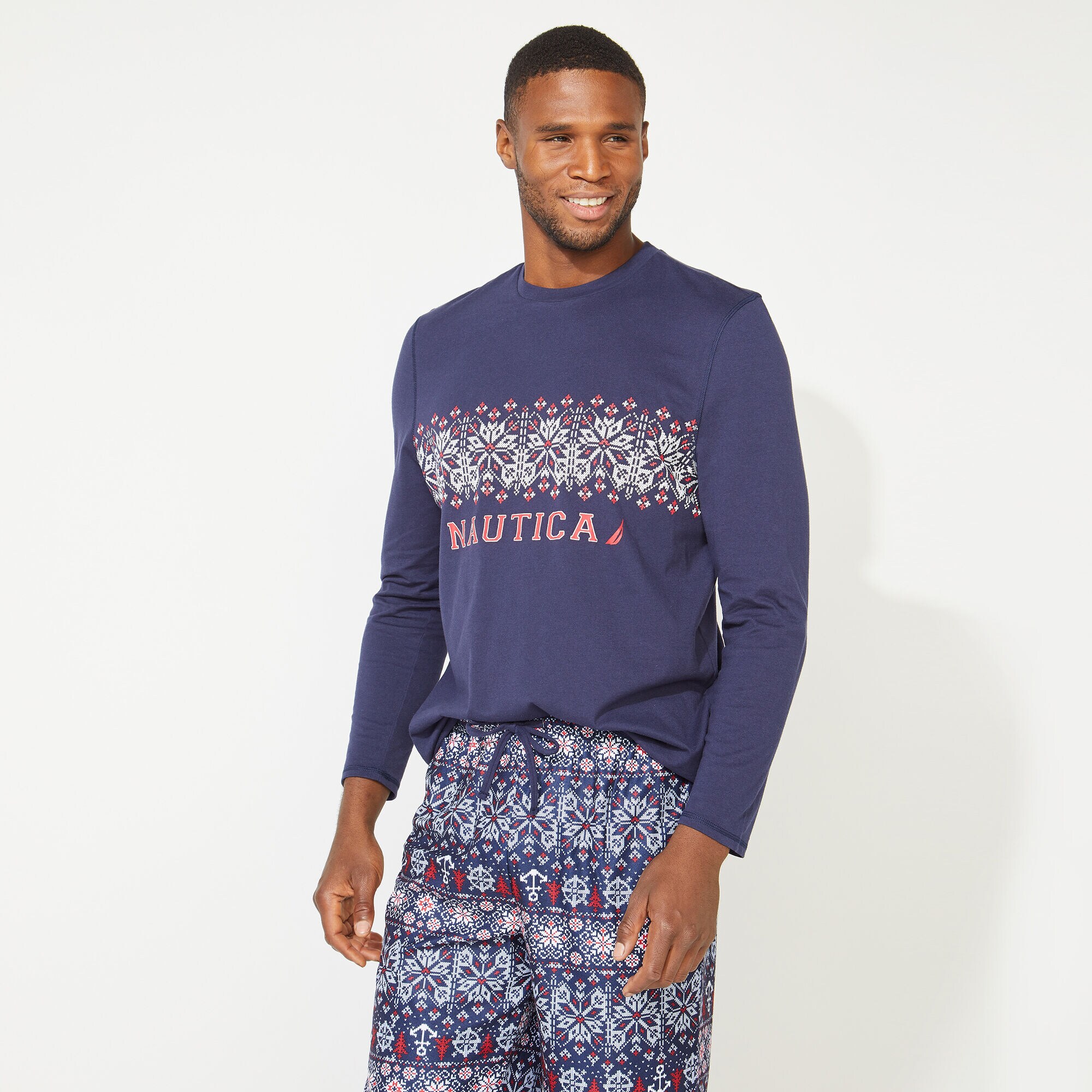 MEN'S FAIR ISLE FAMILY SLEEP SET,Navy,large