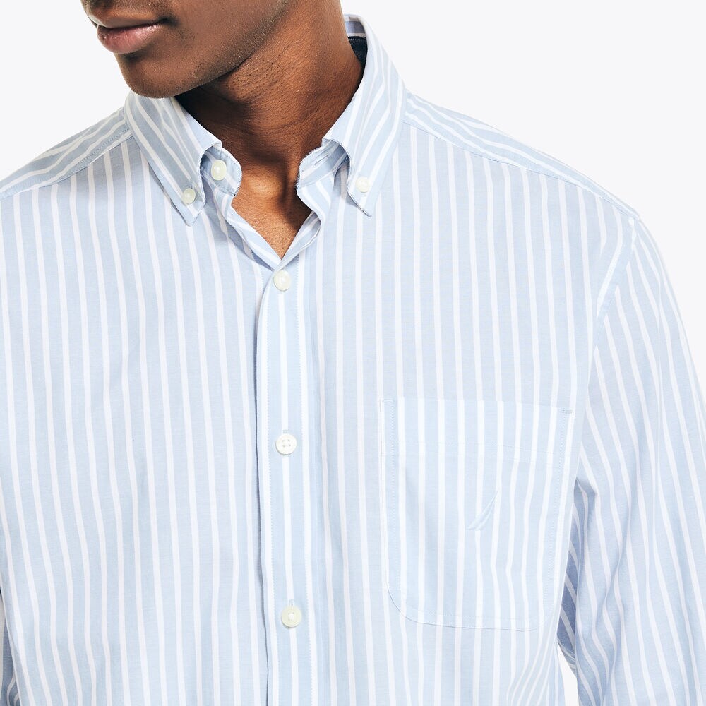 SUSTAINABLY CRAFTED STRIPED SHIRT,Noon Blue,large