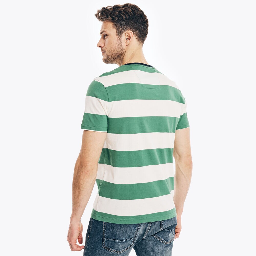 STRIPED CREWNECK T-SHIRT,Bright Willow,large