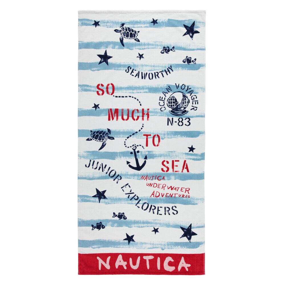 KIDS' SO MUCH TO SEA BEACH TOWEL,Antique White Wash,large