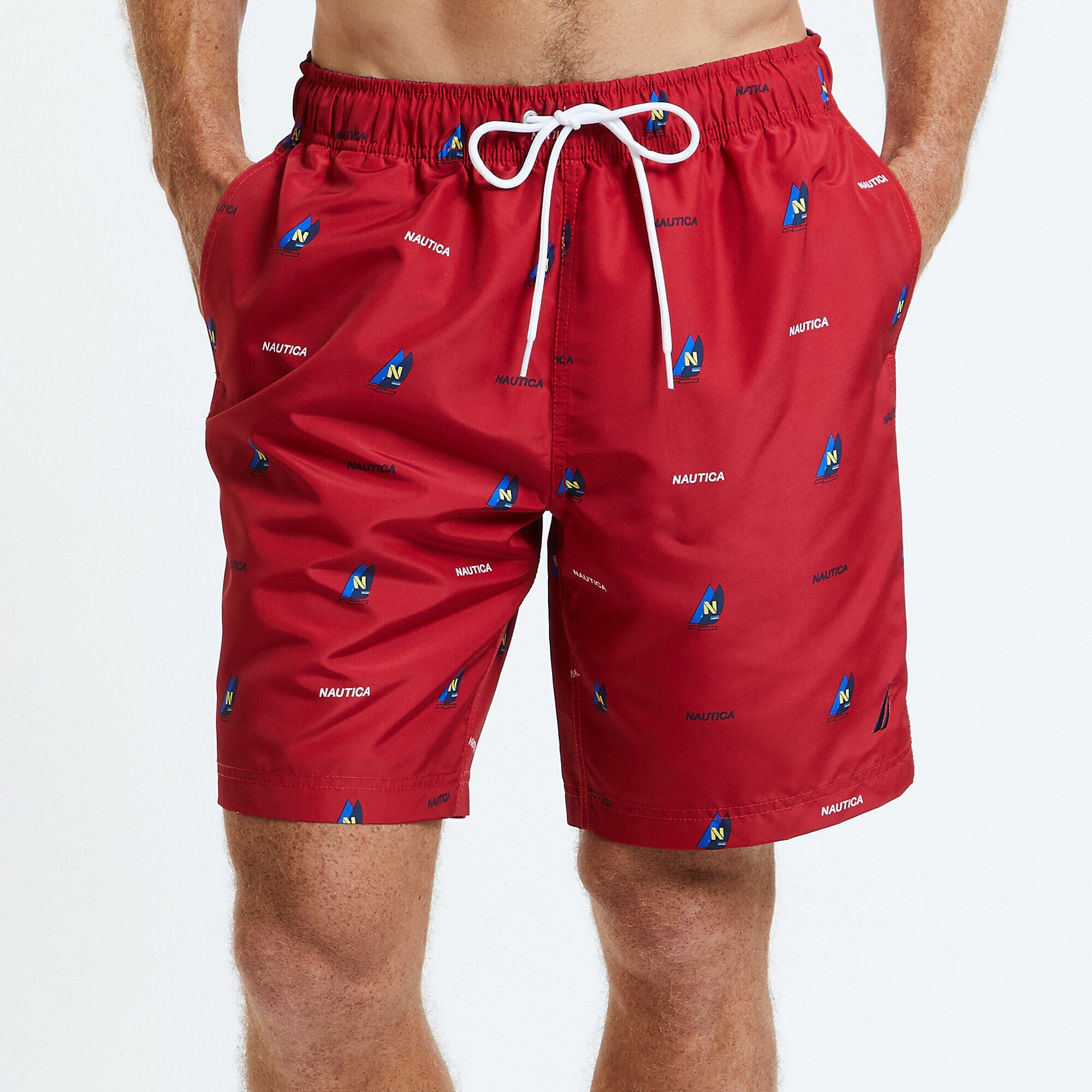 8" BRAND ICON SWIM TRUNK,Nautica Red,large