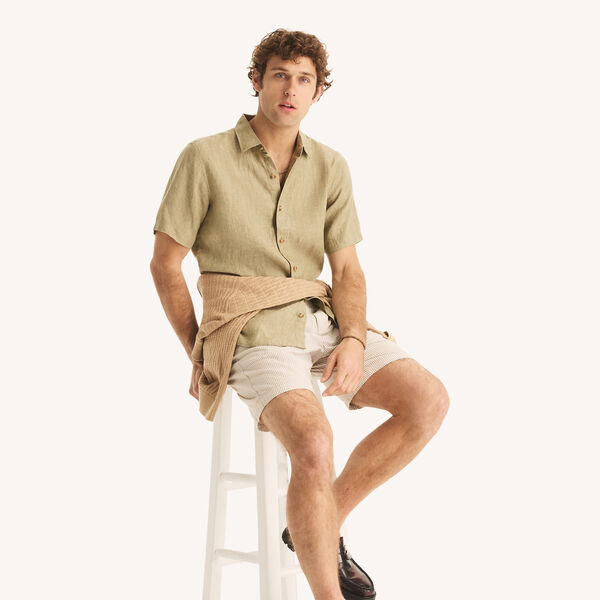 Classic Fit Short-Sleeve Linen Shirt 