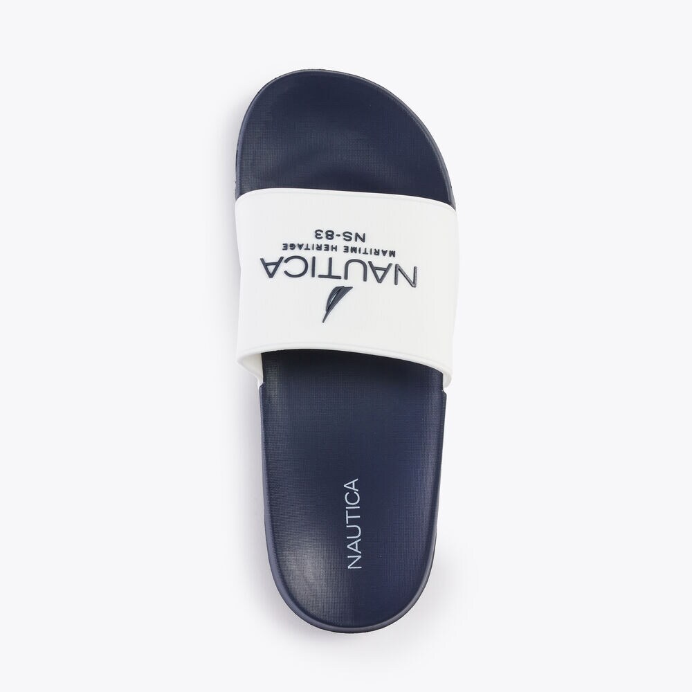 MARITIME LOGO SLIDE SANDALS,Navy,large