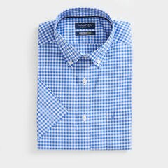 WRINKLE-RESISTANT GINGHAM SHORT-SLEEVE SHIRT,Rolling River Wash,large