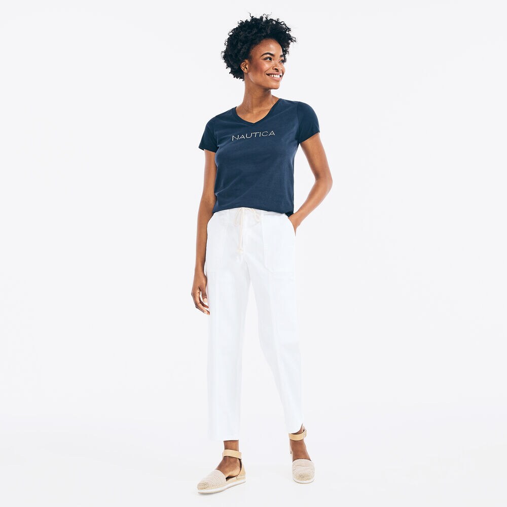 RELAXED FIT DRAWCORD PANT,Bright White,large
