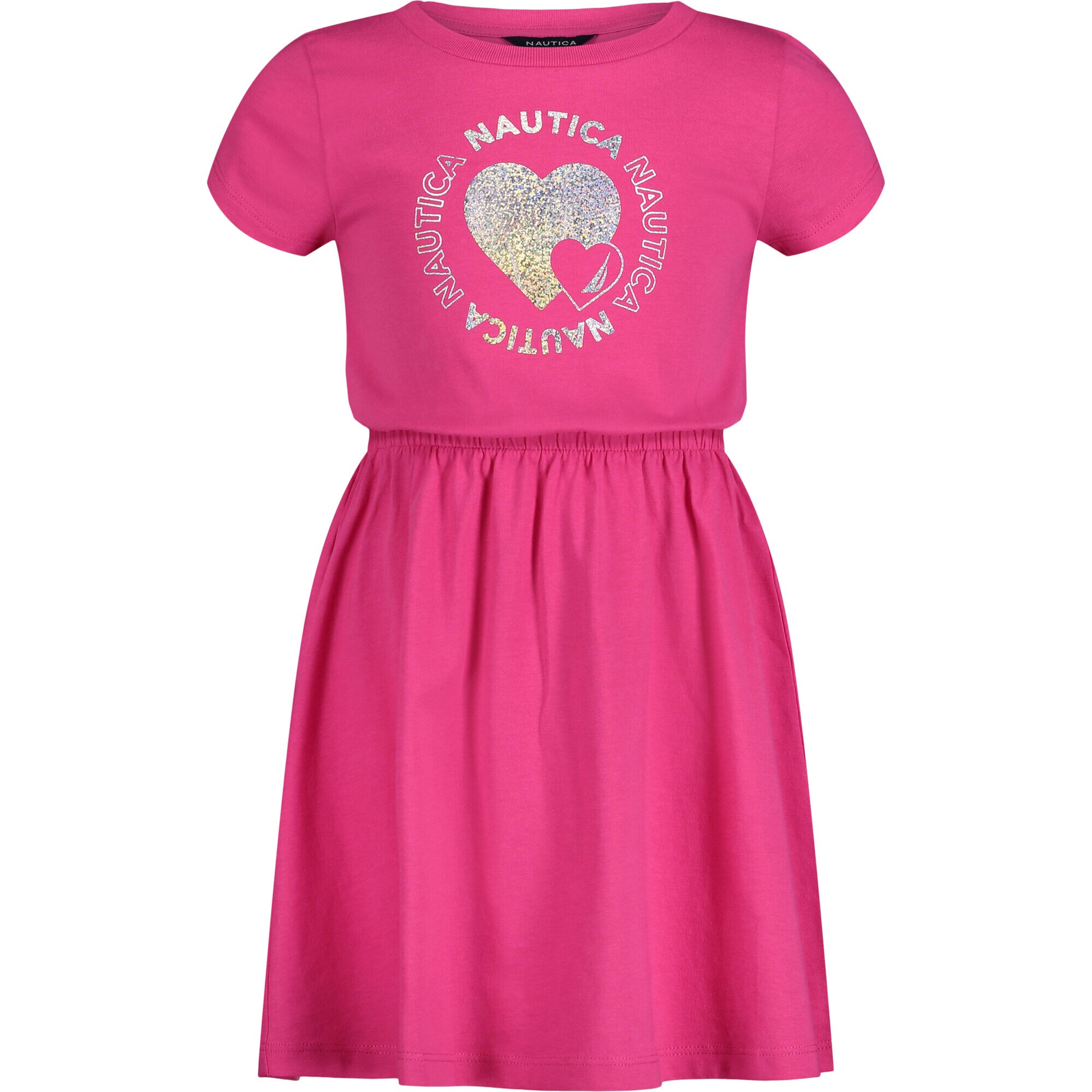LITTLE GIRLS' GLITTER HEART T-SHIRT DRESS (4-7),Dark Acacia,large