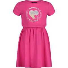 LITTLE GIRLS' GLITTER HEART T-SHIRT DRESS (4-7),Dark Acacia,large