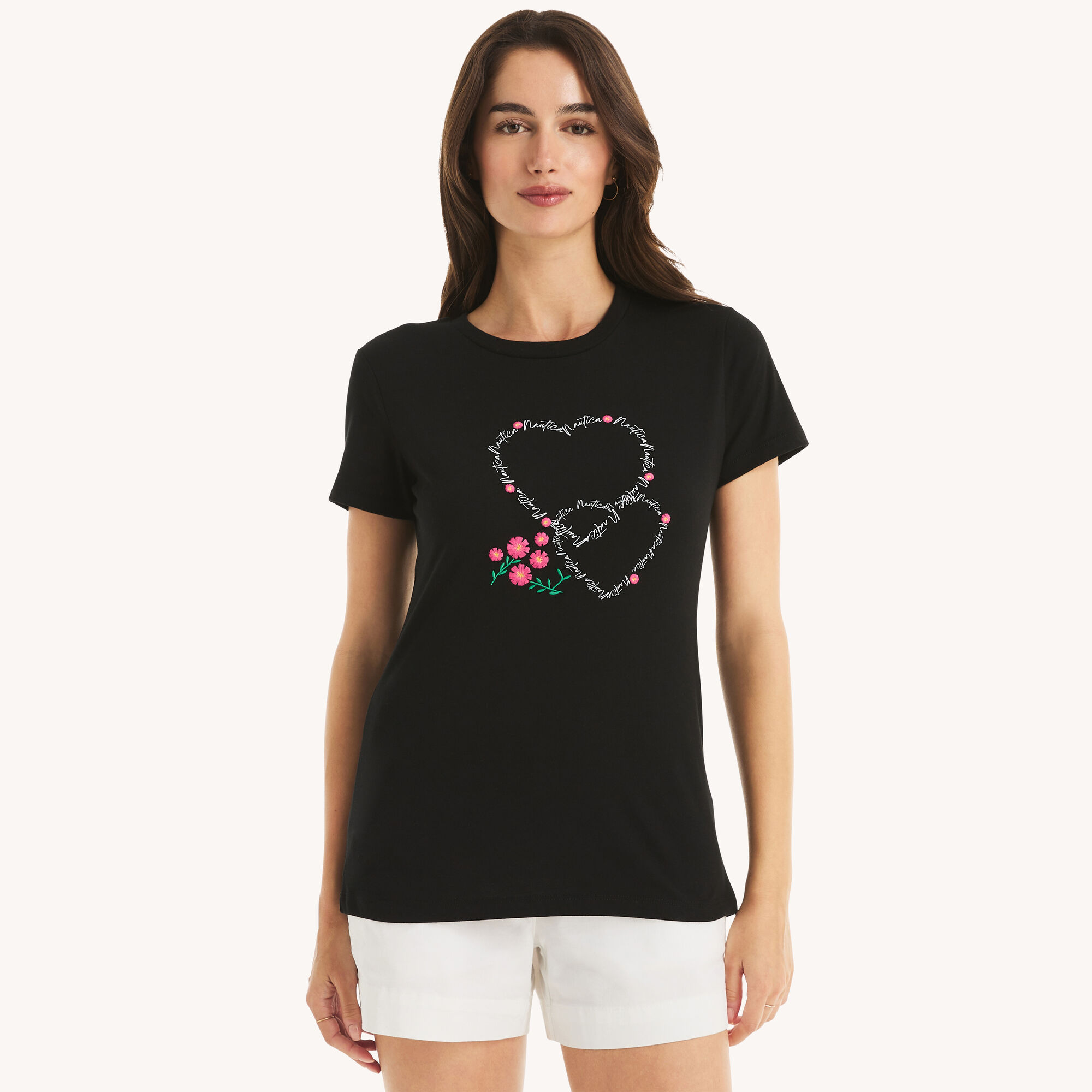 Heart To Heart Graphic T-Shirt,True Black,large