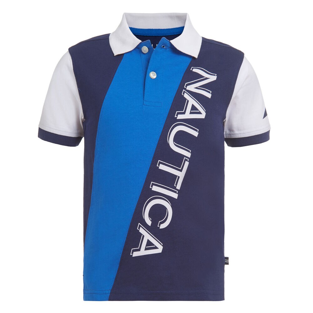 BOYS' COLORBLOCK DIAGONAL LOGO GRAPHIC POLO (8-20),True Navy,large