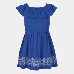 TODDLER GIRLS' RUFFLED PRINT DRESS (2T-4T),Varsity Blue Wash,large