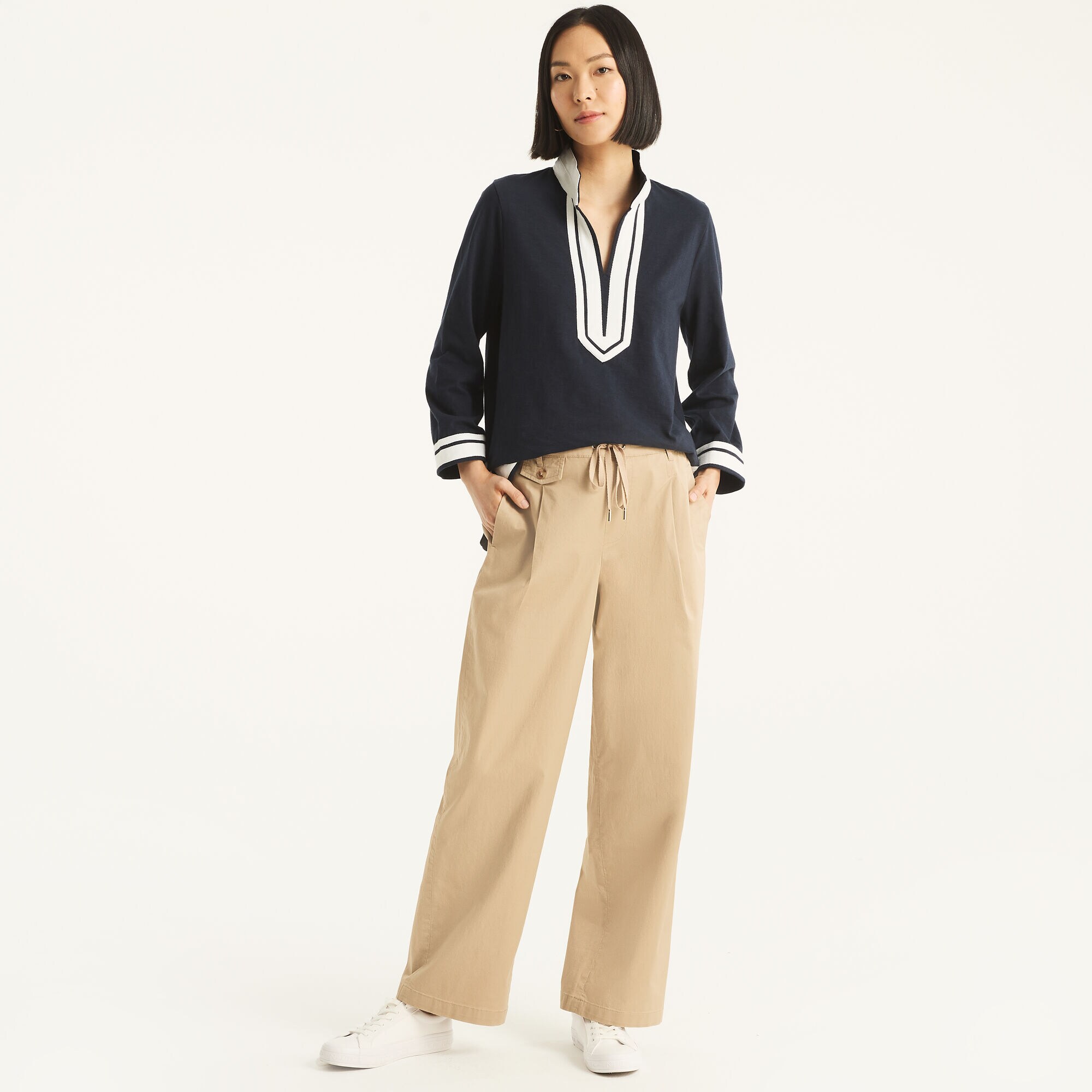 Pleated Pull-On Pant,Rope,large