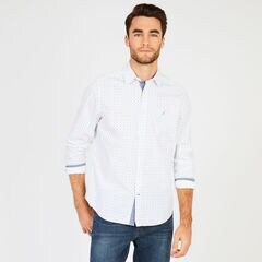 Classic Fit Anchor Print Long Sleeve Button Down,Bright White,large