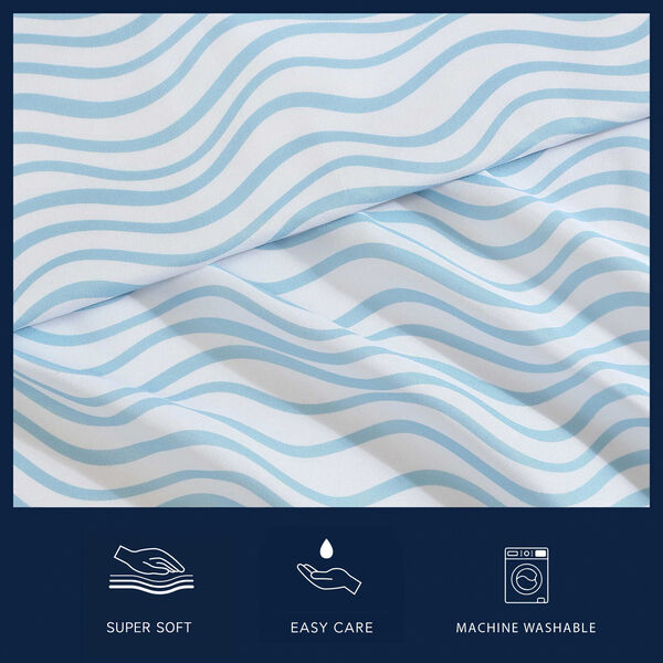 Lineary Waves Blue Twin Sheet Set