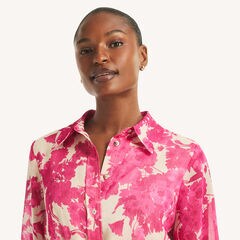 Printed Shirt Dress,Cabana Pink,large