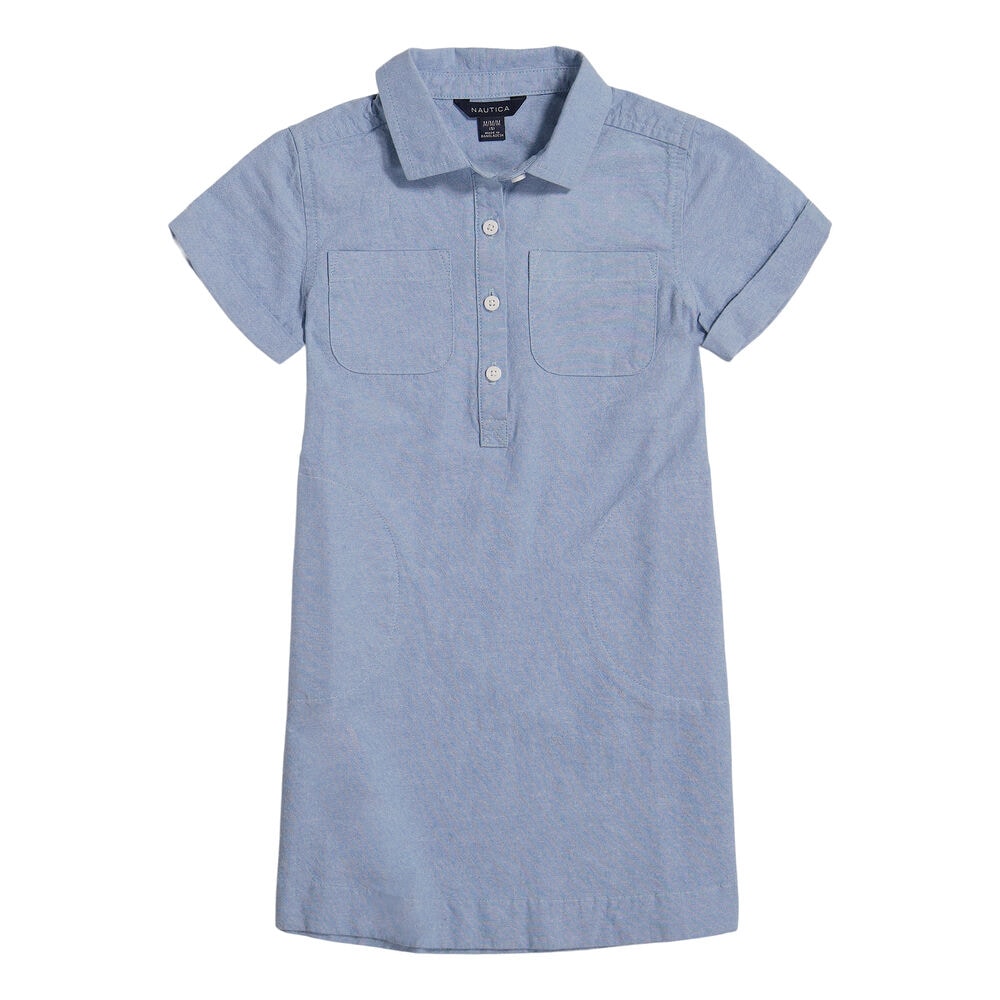 TODDLER GIRLS' CHAMBRAY SHIRT DRESS (2T-4T),Nite Sea Heather,large