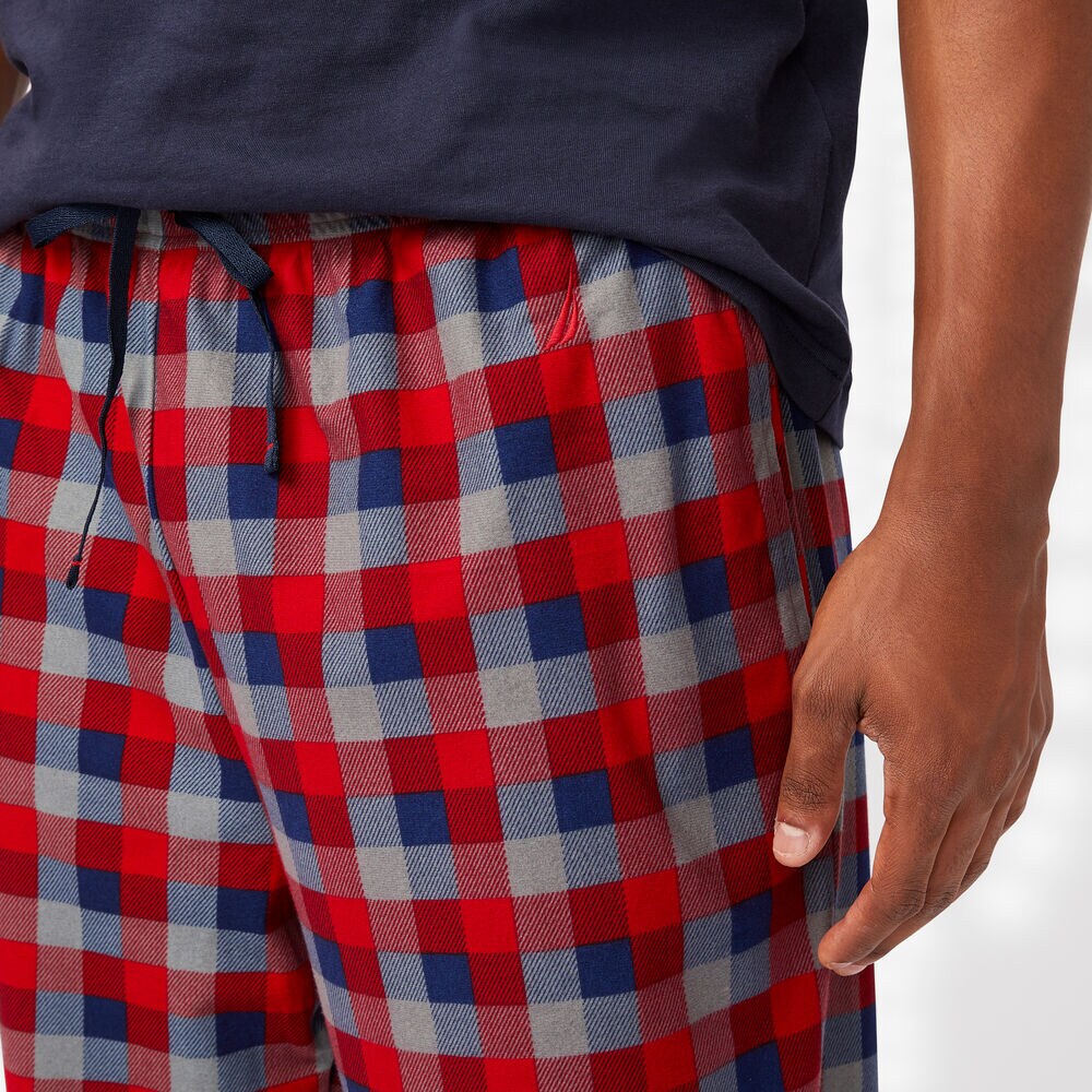 SAILING PLAID KNIT SLEEP PANTS,Nautica Red,large