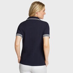 Elbow Sleeve Classic Fit Polo,Stellar Blue Heather,large