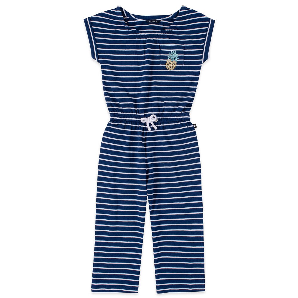 GIRLS' STRIPED GLITTER-EMBELLISHED POCKET CROPPED JUMPSUIT (8-16),Aqua Isle,large