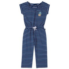 GIRLS' STRIPED GLITTER-EMBELLISHED POCKET CROPPED JUMPSUIT (8-16),Aqua Isle,large