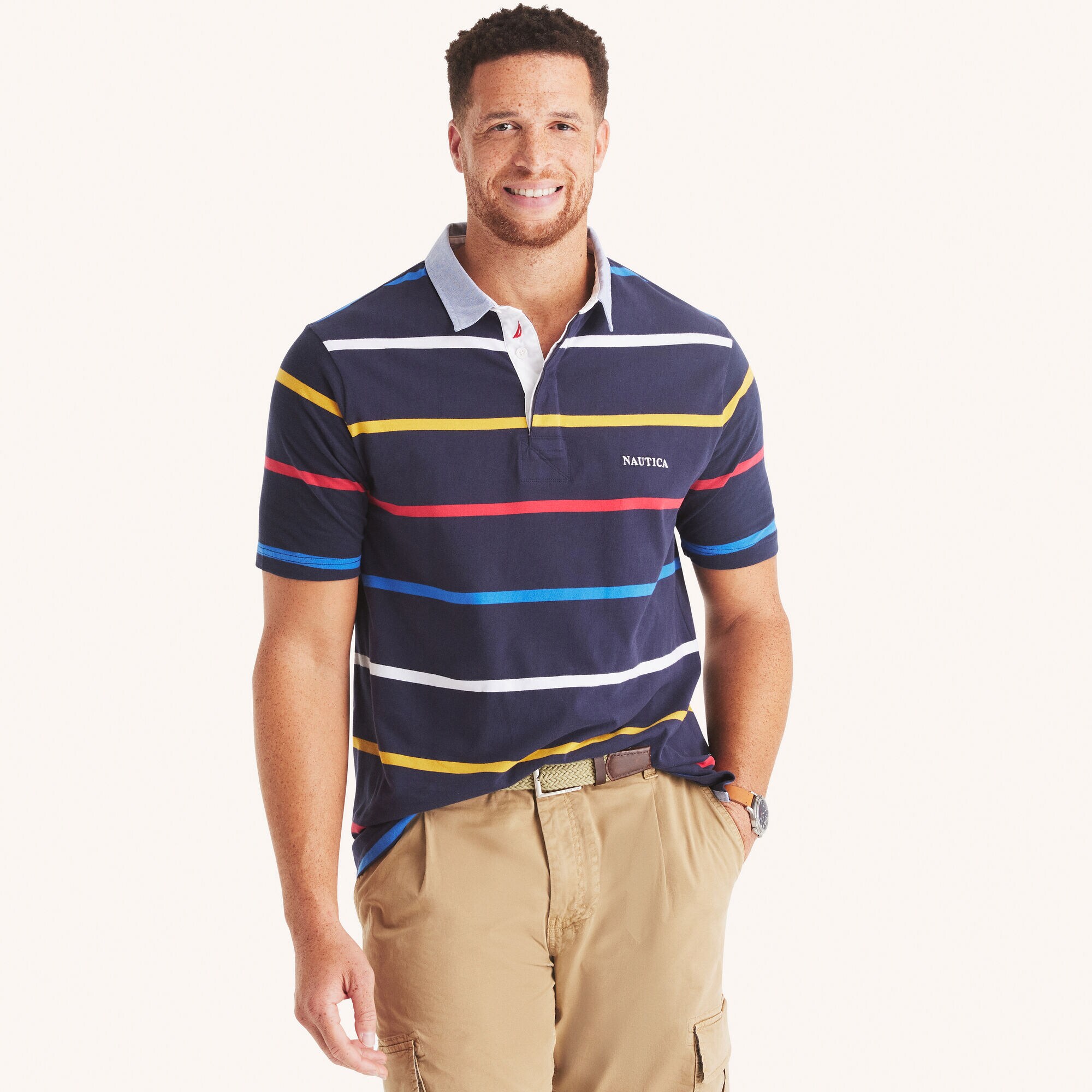Big & Tall Classic Fit Rugby Polo,Navy,large