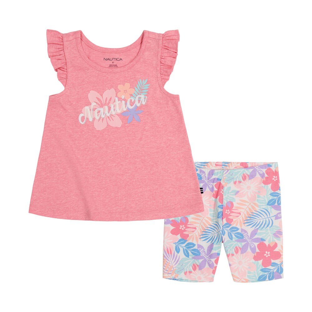 TODDLER GIRLS' TUNIC 2PC BIKE SHORT SET (2T-4T),Forest Green,large