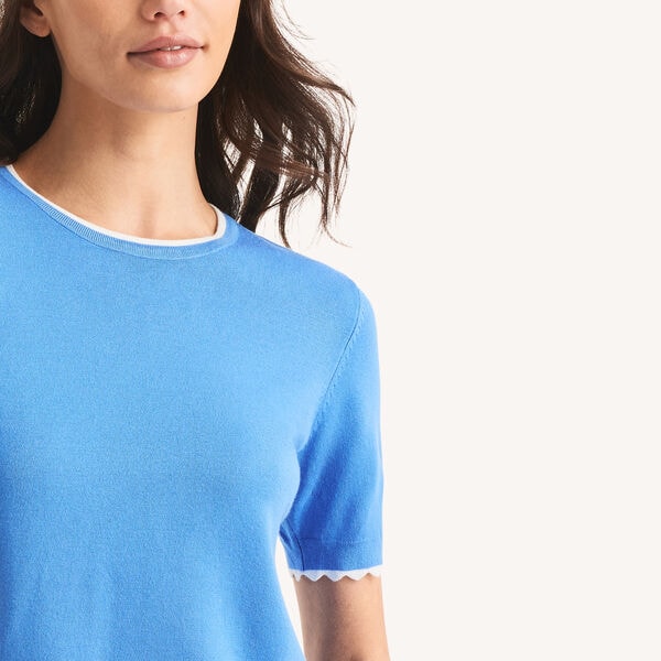 Scalloped Short-Sleeve Sweater