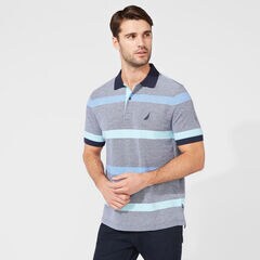 CLASSIC FIT STRIPE POLO,Navy,large