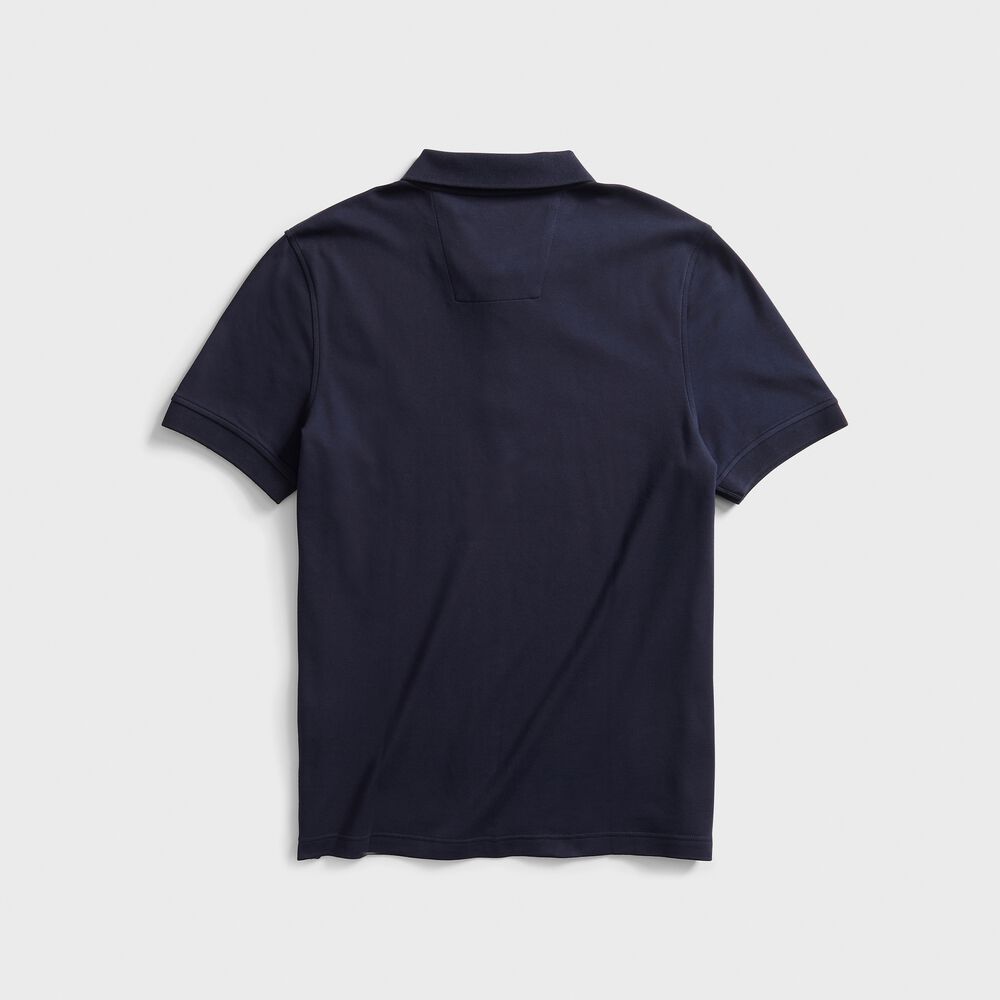 CLASSIC FIT PREMIUM COTTON INTERLOCK POLO,Navy,large