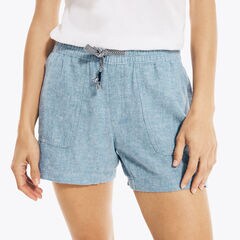 4.5" CHAMBRAY PULL-ON SHORT,Medium Wash,large