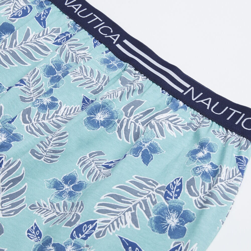 REVERSE FLORAL PRINT KNIT BOXER,Fin Green,large