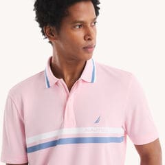 Navtech Striped Classic Fit Polo,Pale Orchid,large