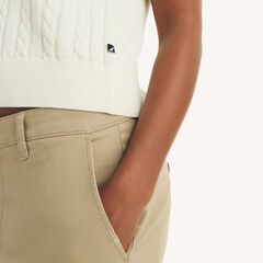 Bow Cable-Knit Short-Sleeve Sweater,Sail White,large